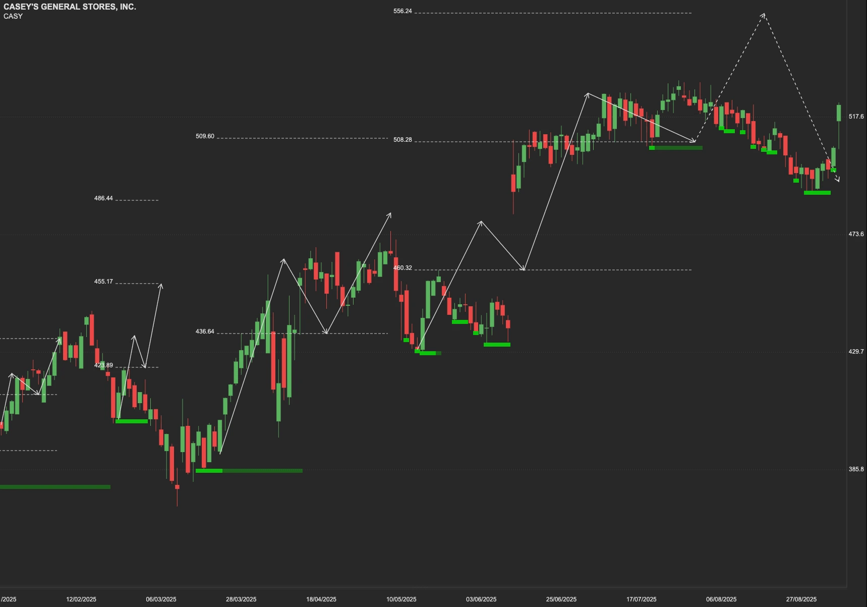 Casey's General Stores stock AI analysis chart